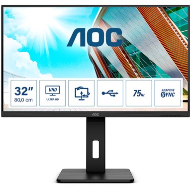 AOC Monitor P2 U32P2 31,5" (3840x2160) 4K UHD LED 75HZ 4MS USB3.2 2xHDMI DP LS PIVOT crni